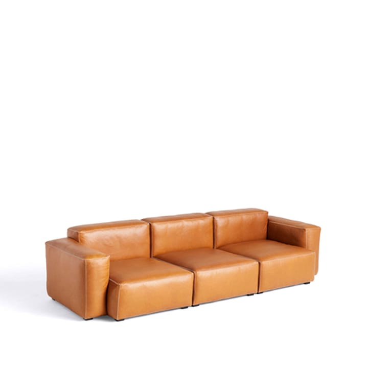 Mags Soft low 3-sits soffa - Sense cognac-ljusgrå söm - HAY