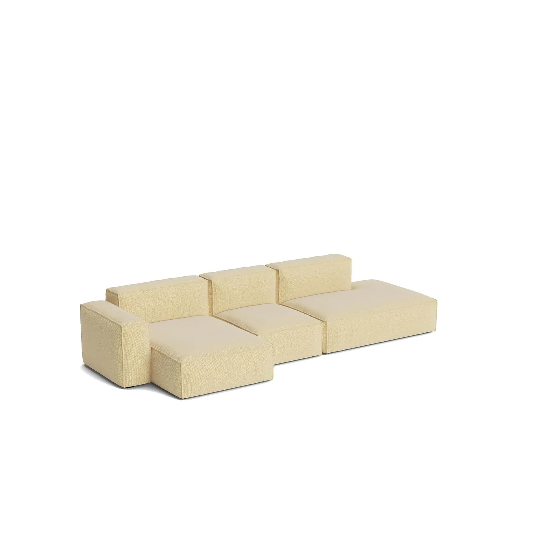 Mags Soft Low Armrest soffa 2,5-sits kombination 3, Tartaglia Ocre white, vänsterställd, avtagbar klädsel HAY