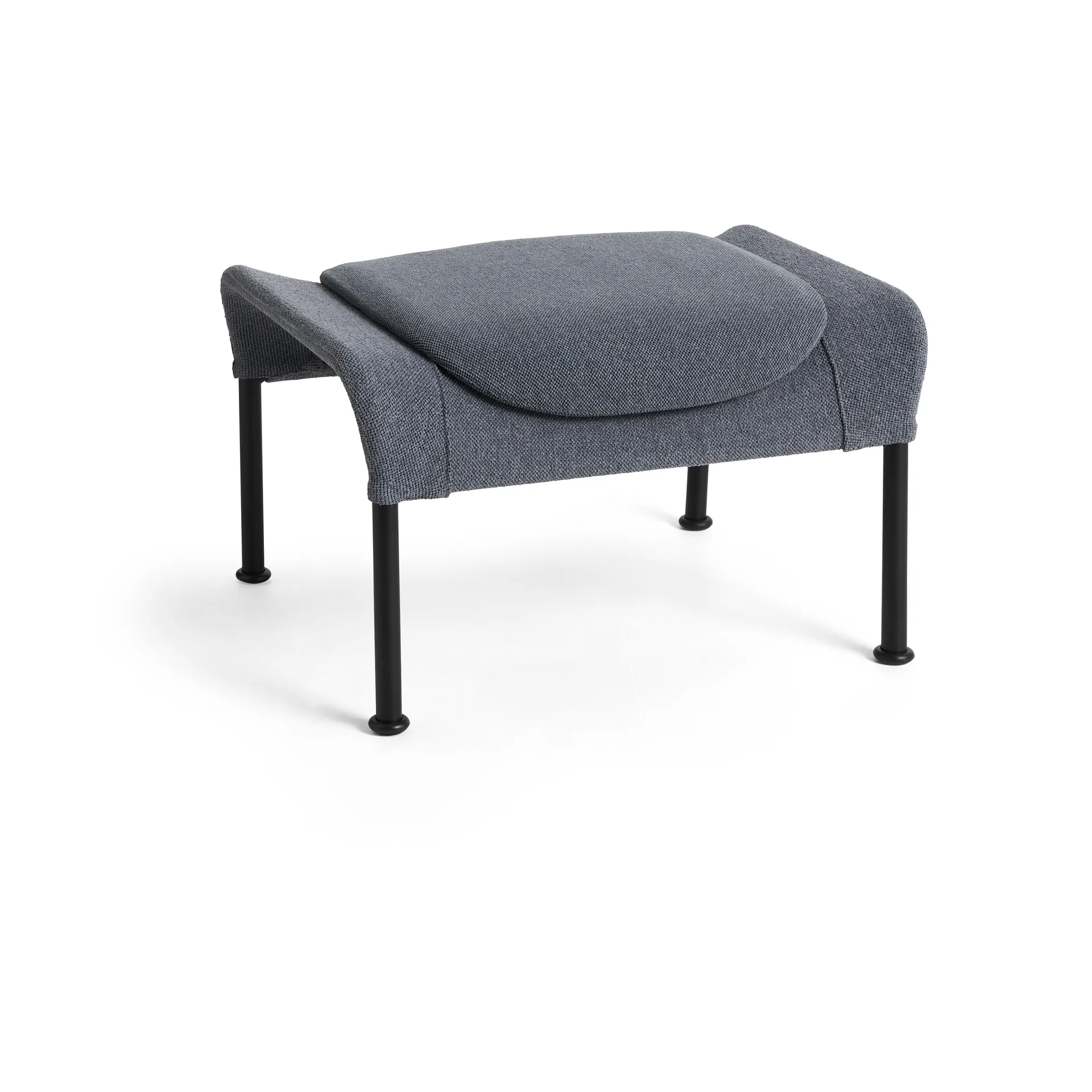 O2 Ottoman fotpall, Soft grey-svartlackerad stål HAY