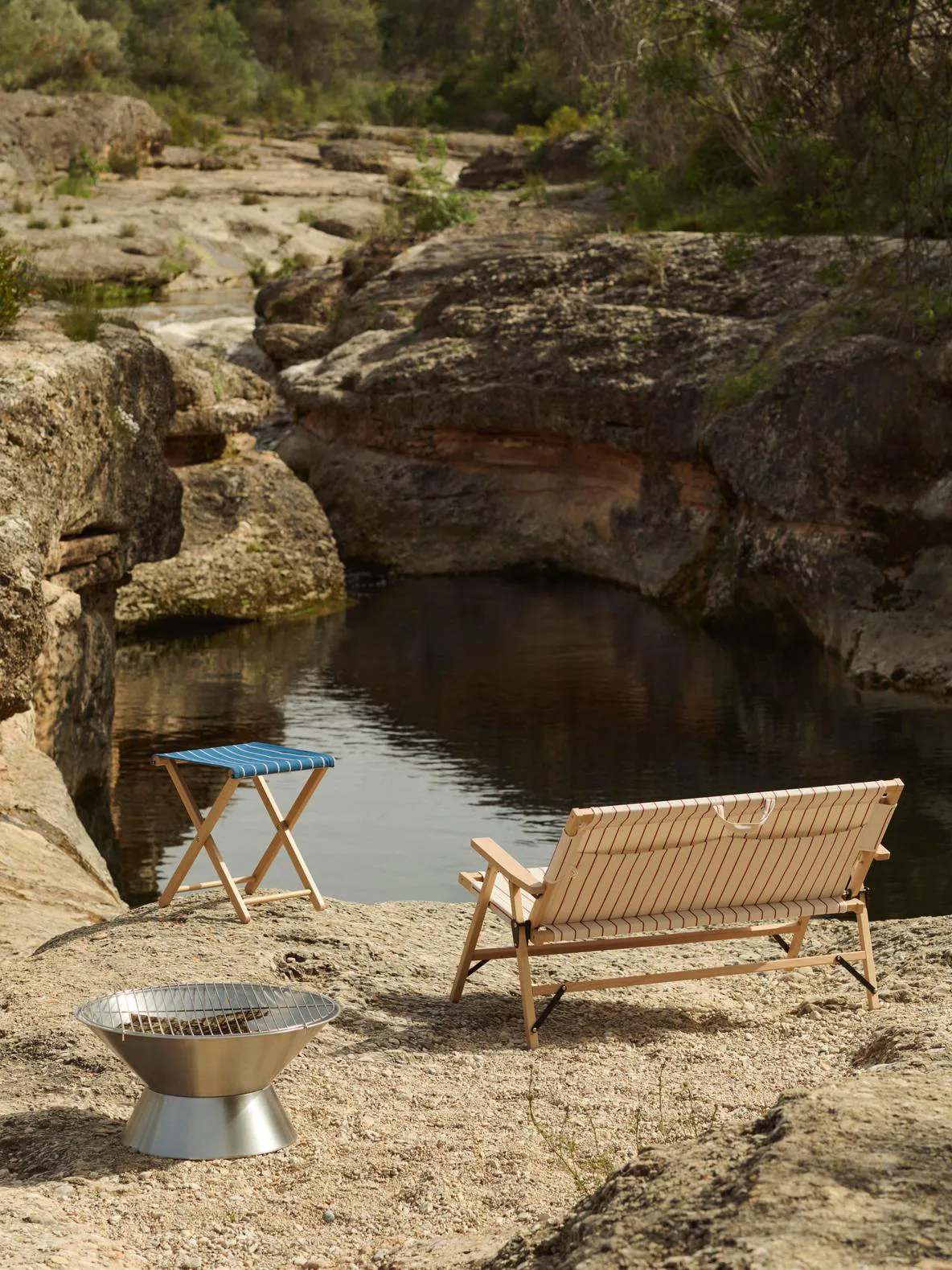 Outdoor Market pall ihopfällbar, Blue-beige HAY