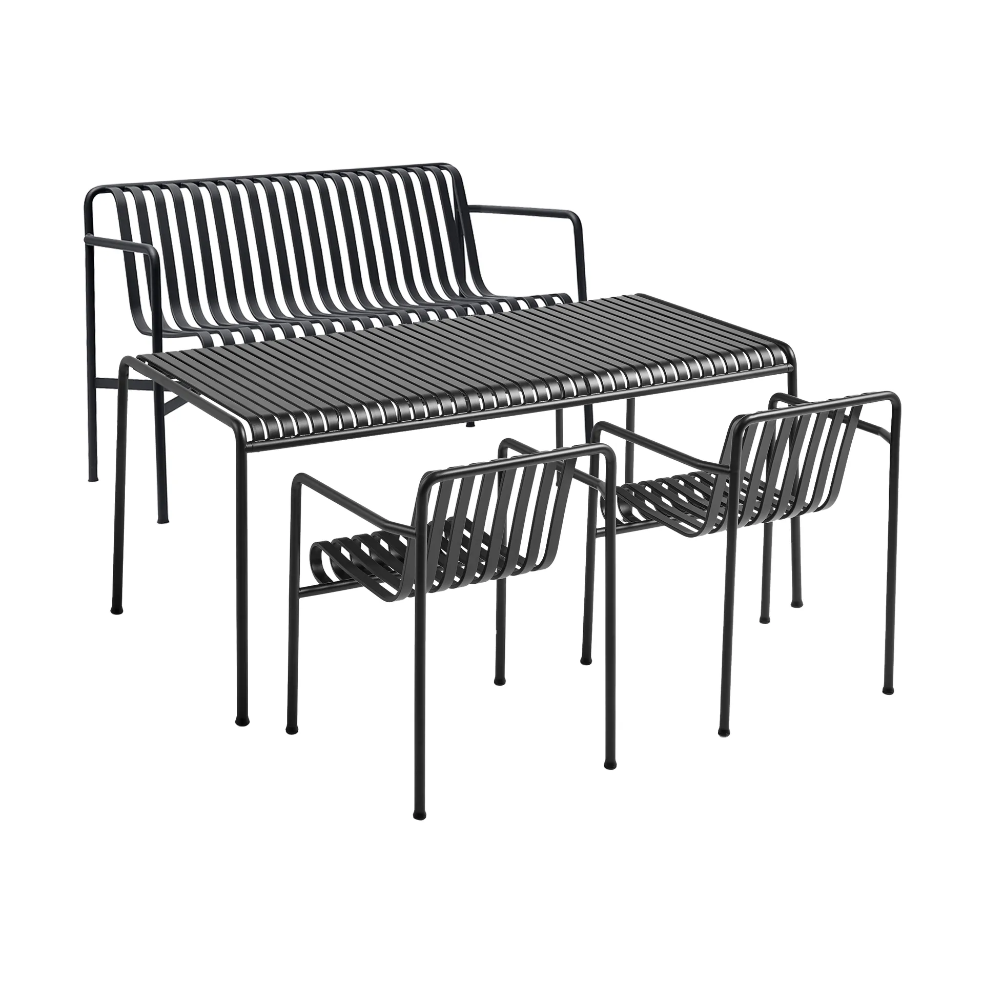 Palissade matgrupp 2 Dining karmstol + bänk 170x90 cm anthracite,  HAY