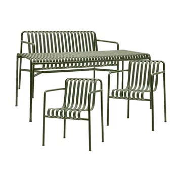 Palissade matgrupp 2 Dining karmstol + bänk 170x90 cm olive - undefined - HAY