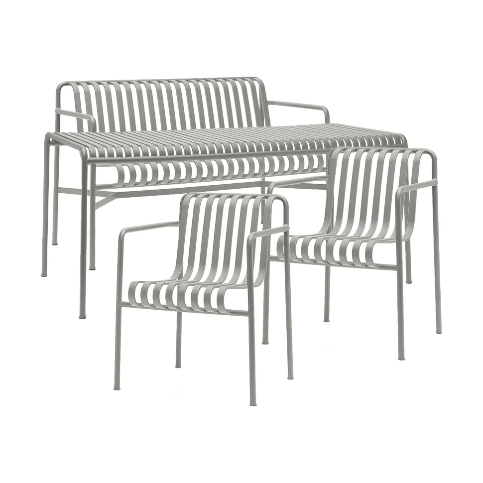 Palissade matgrupp 2 Dining karmstol + bänk 170x90 cm sky grey,  HAY