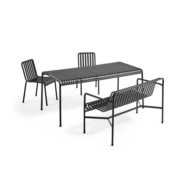 Palissade matgrupp 2 stolar + bänk 170x90 cm - Anthracite - HAY