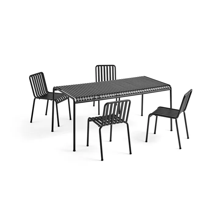 Palissade matgrupp 4 stolar 170x90 cm - Anthracite - HAY