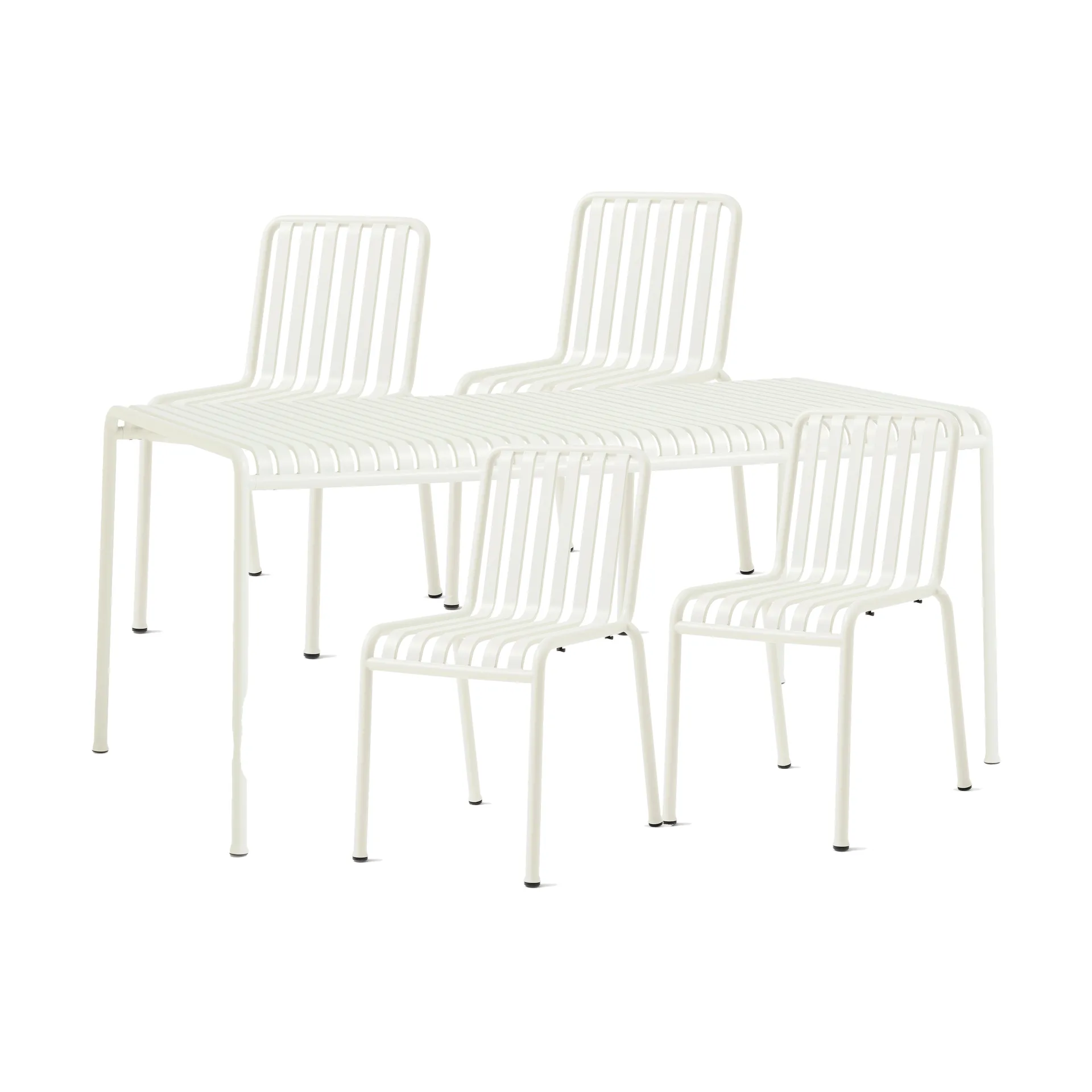 Palissade matgrupp 4 stolar 170x90 cm cream white,  HAY