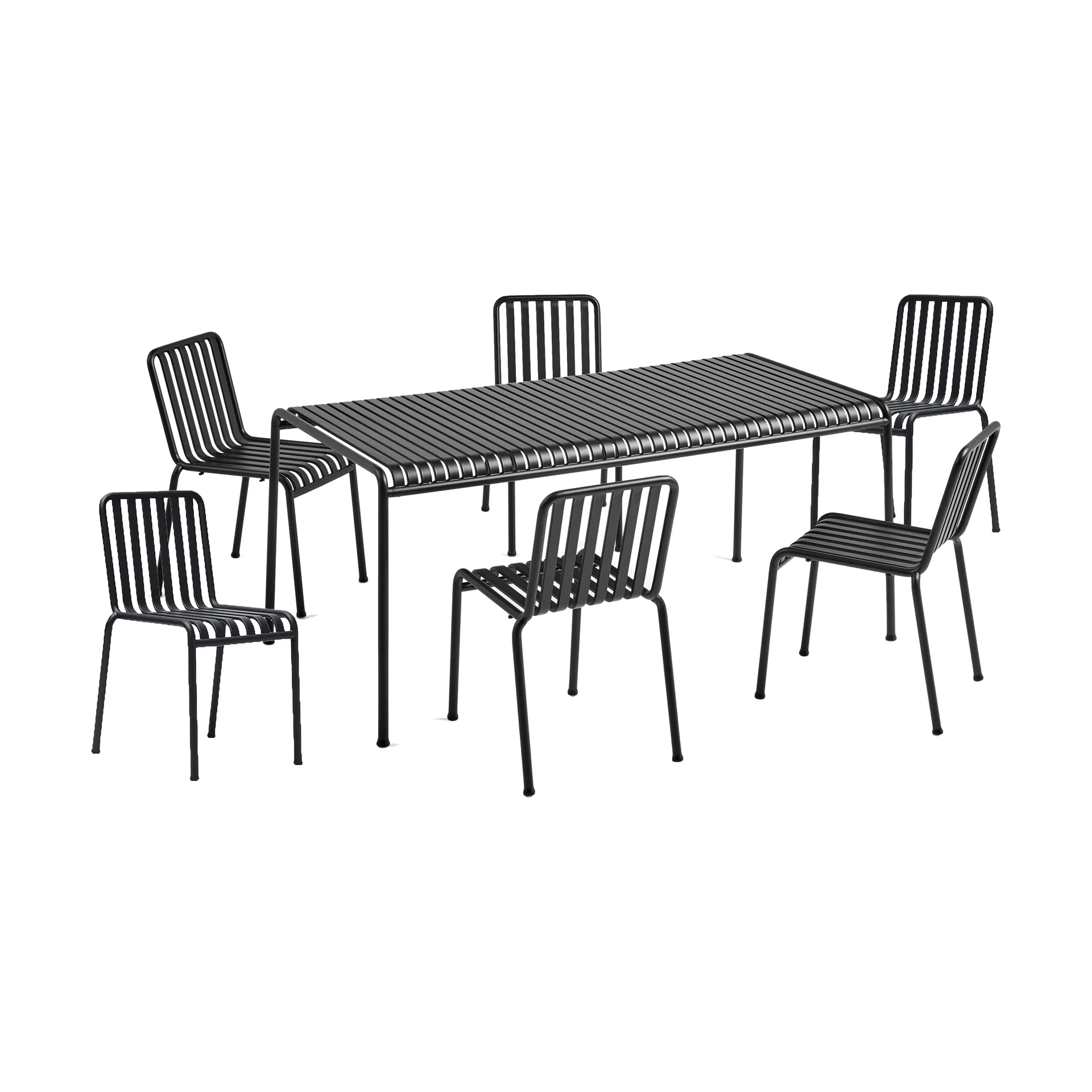 Palissade matgrupp 6 stolar 170x90 cm anthracite,  HAY