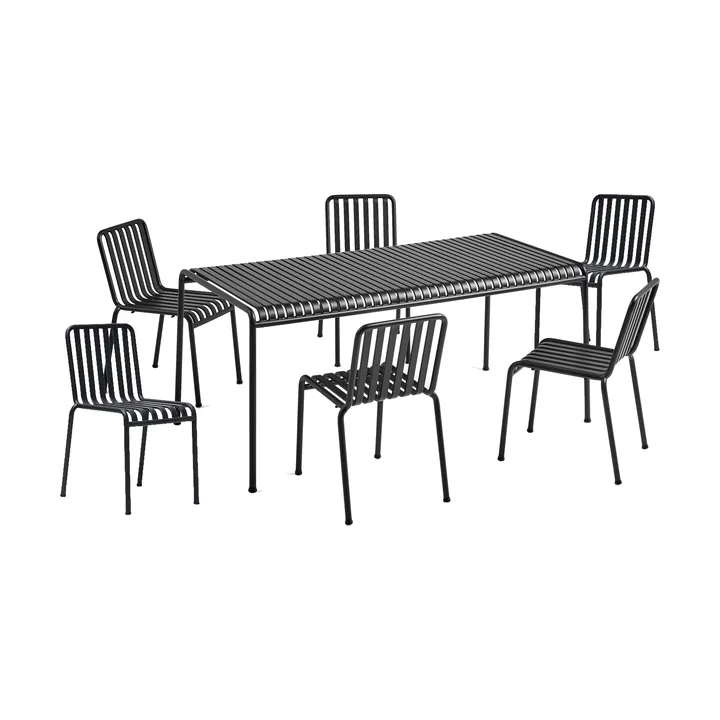 Palissade matgrupp 6 stolar 170x90 cm anthracite - HAY