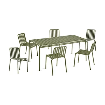 Palissade matgrupp 6 stolar 170x90 cm olive - HAY