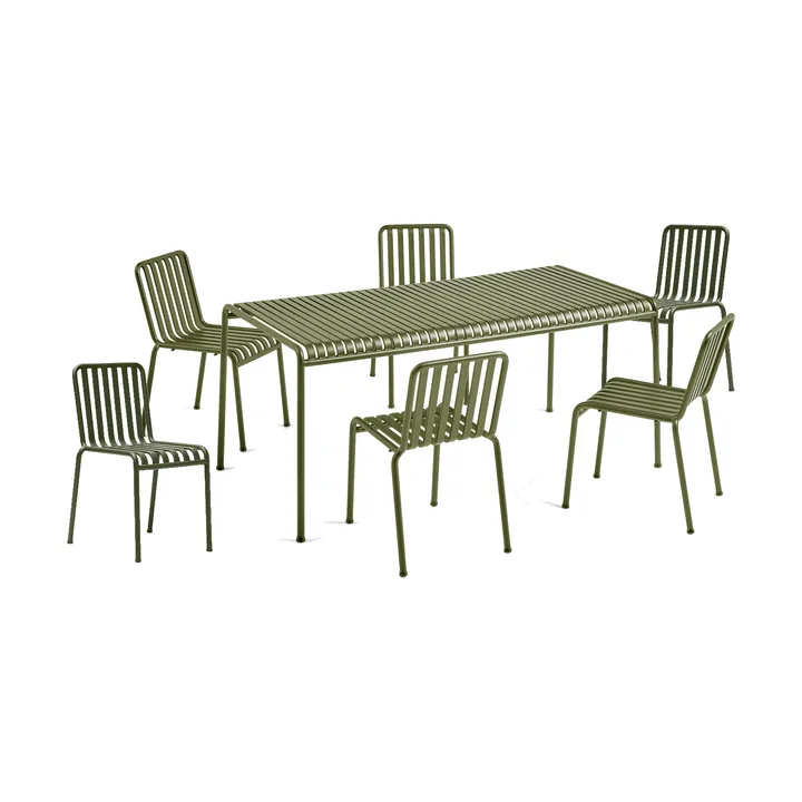 Palissade matgrupp 6 stolar 170x90 cm olive - HAY