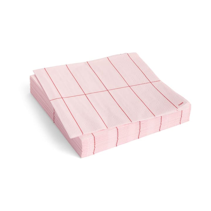 Pattern Lunch servett 33x33 cm 20-pack - Light pink-red grid - HAY