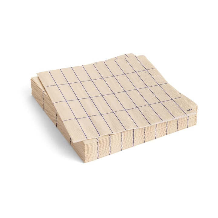 Pattern Lunch servett 33x33 cm 20-pack - Off white-blue grid - HAY