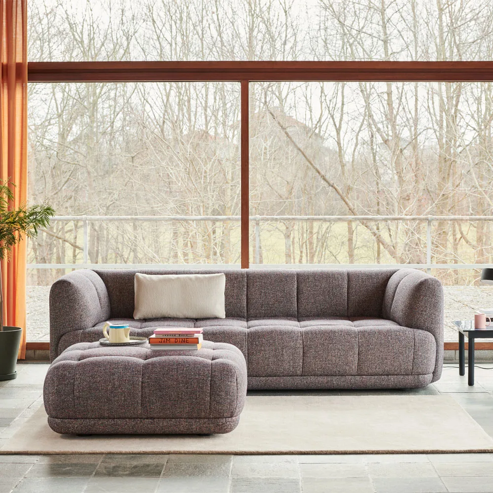 Quilton fotpall, läder sense black HAY