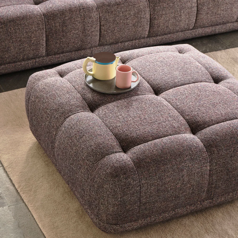 Quilton fotpall, läder sense black HAY