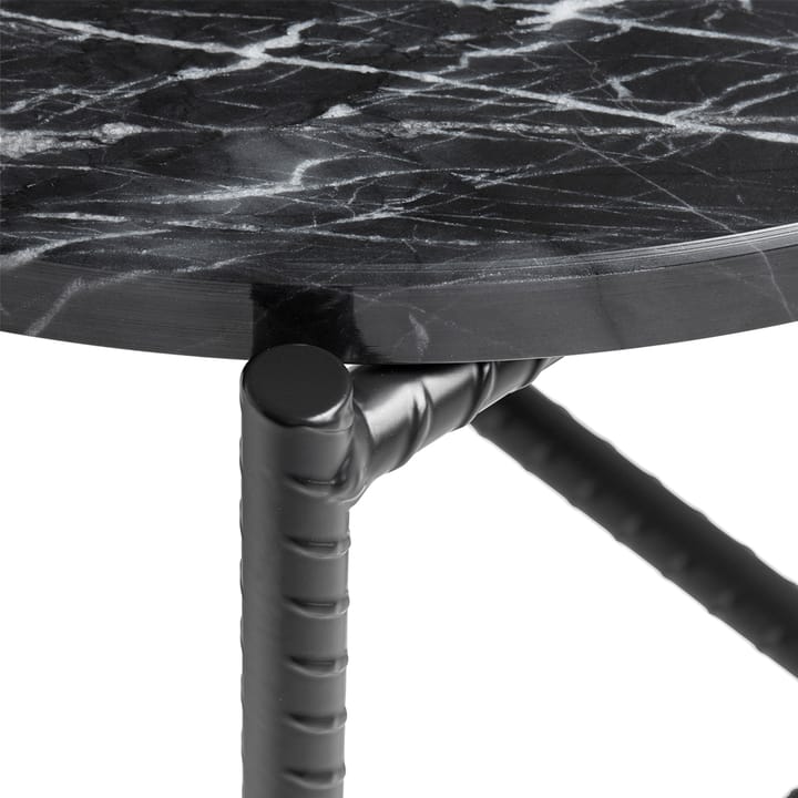 Rebar runt sidobord - marmor svart, svart stålstativ - HAY