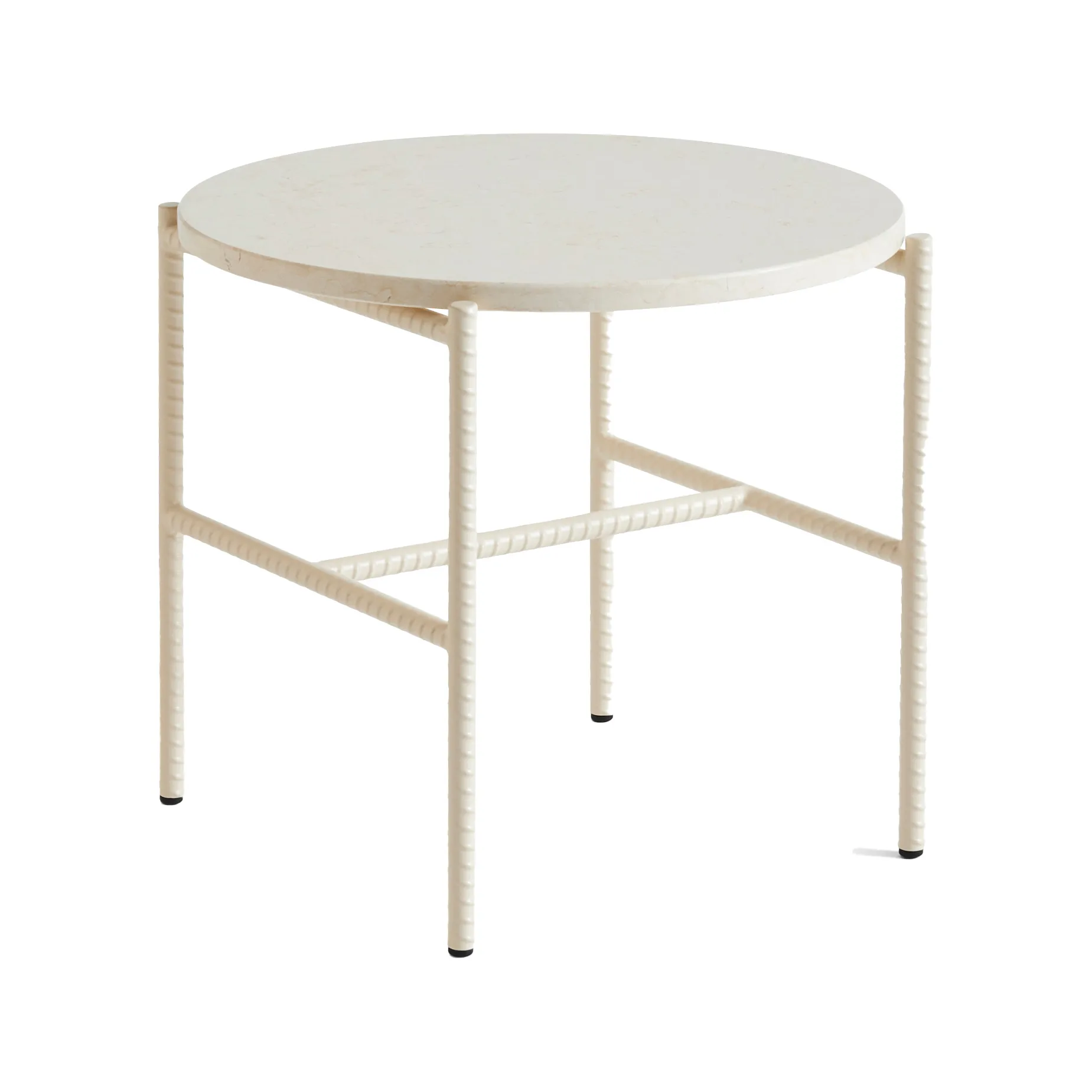 Rebar sidobord Ø45 cm, Beige marble-alabaster HAY
