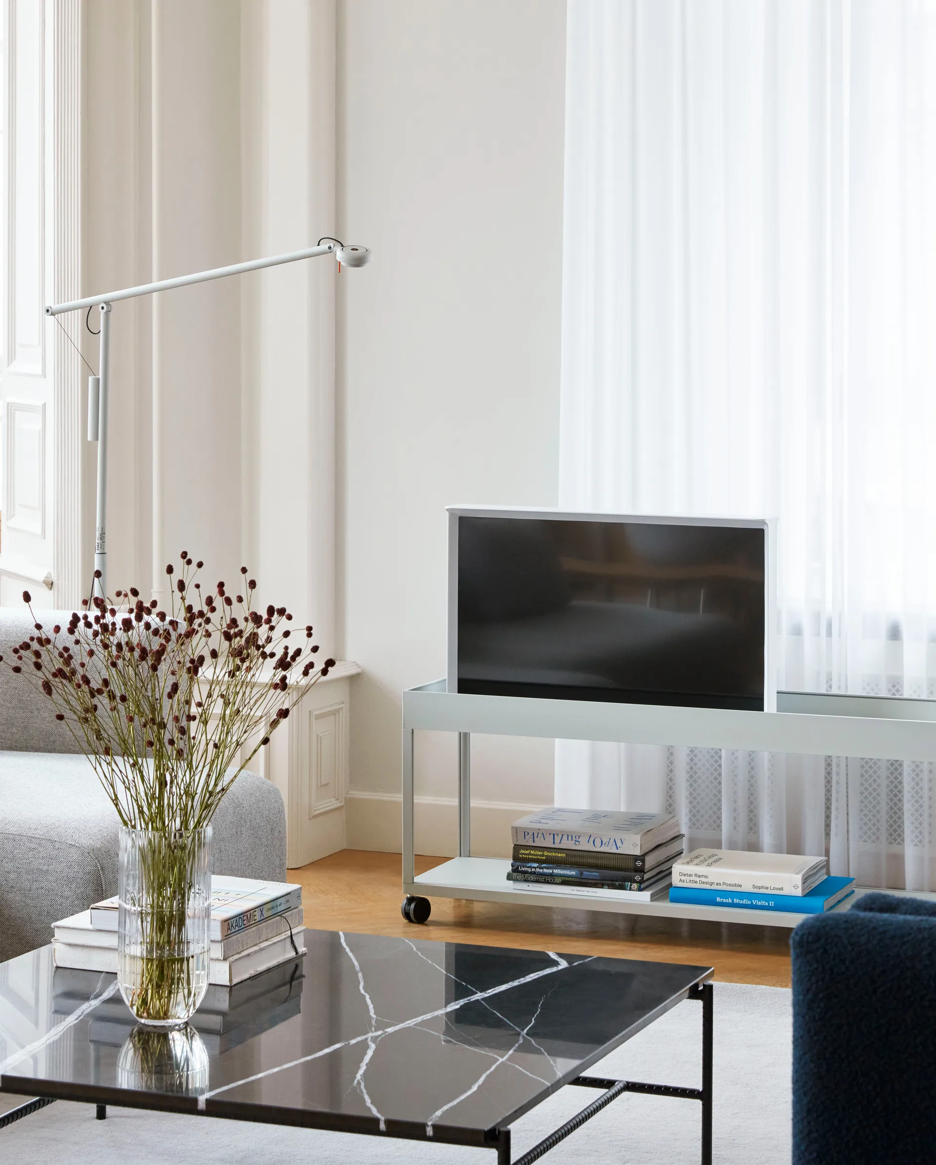 Rebar soffbord 100x104x33 cm, Svart marmor-svart stativ HAY