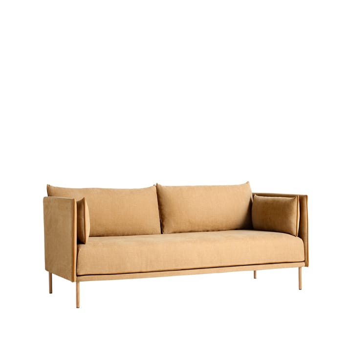 Silhouette 2-sits soffa - tyg linara 142 cognac leather piping brown, cognac piping, oljade ekben - HAY