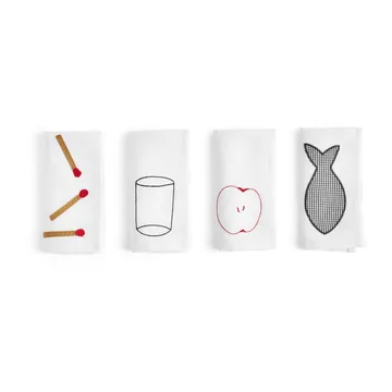 Sobremesa linneservett 45x45 cm 4-pack - White - HAY