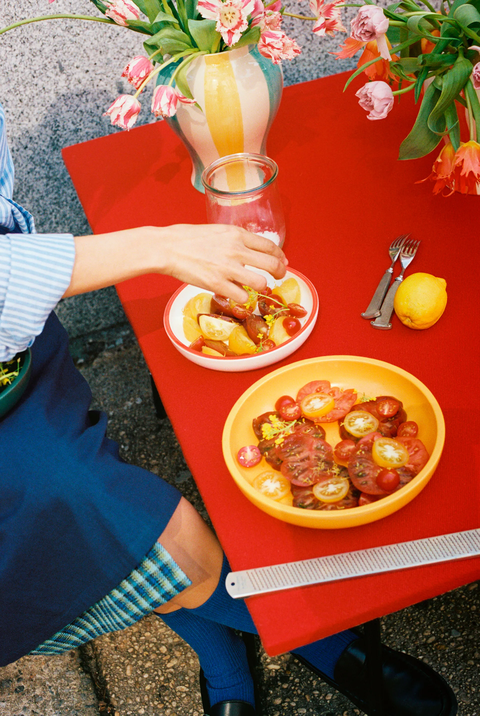 Sobremesa stripe vas L 25 cm, Green-yellow HAY