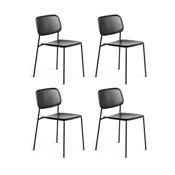 Soft Edge 40 stol, Black oak-svart stålstativ, 4-pack - HAY