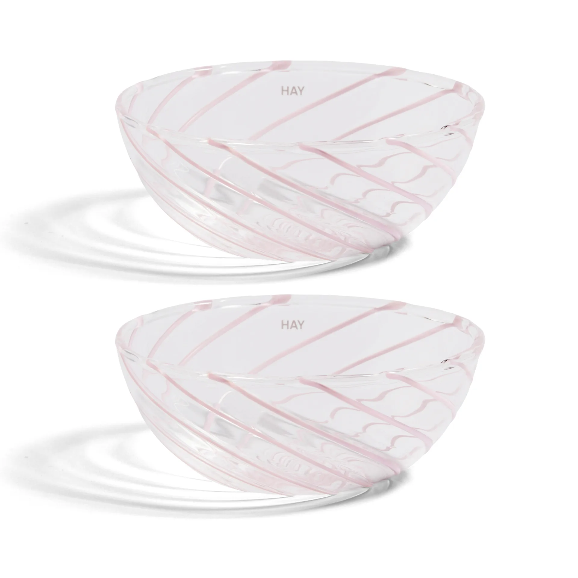 Spin skål Ø8,5 cm 2-pack, Klar-rosa rand HAY