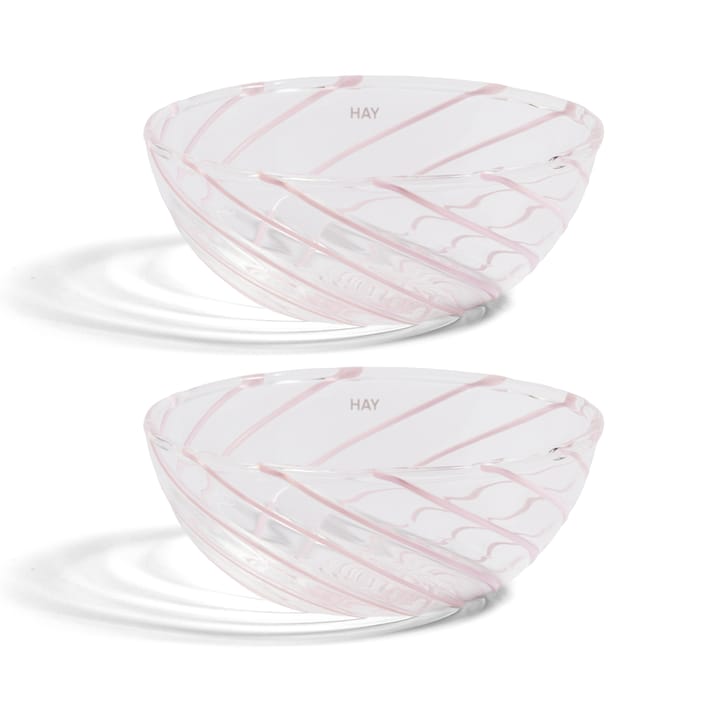 Spin skål Ø8,5 cm 2-pack - Klar-rosa rand - HAY