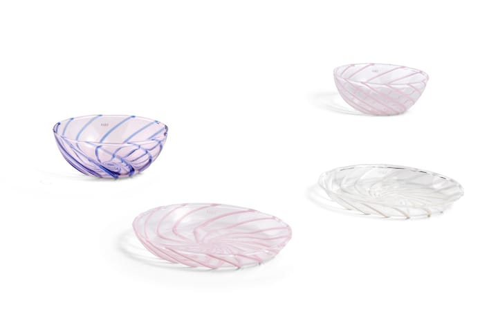 Spin skål Ø8,5 cm 2-pack, Klar-rosa rand HAY