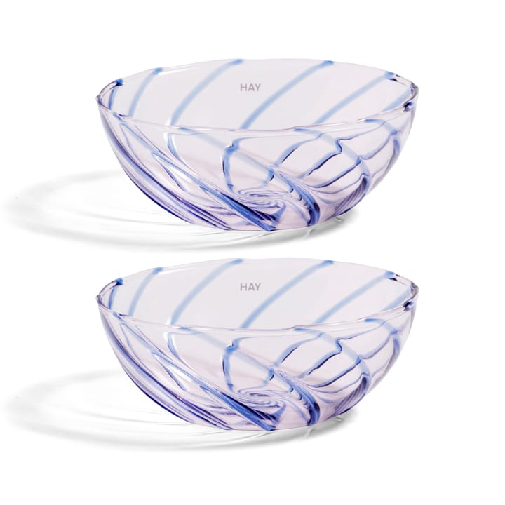Spin skål Ø8,5 cm 2-pack, Ljusrosa-blå rand HAY