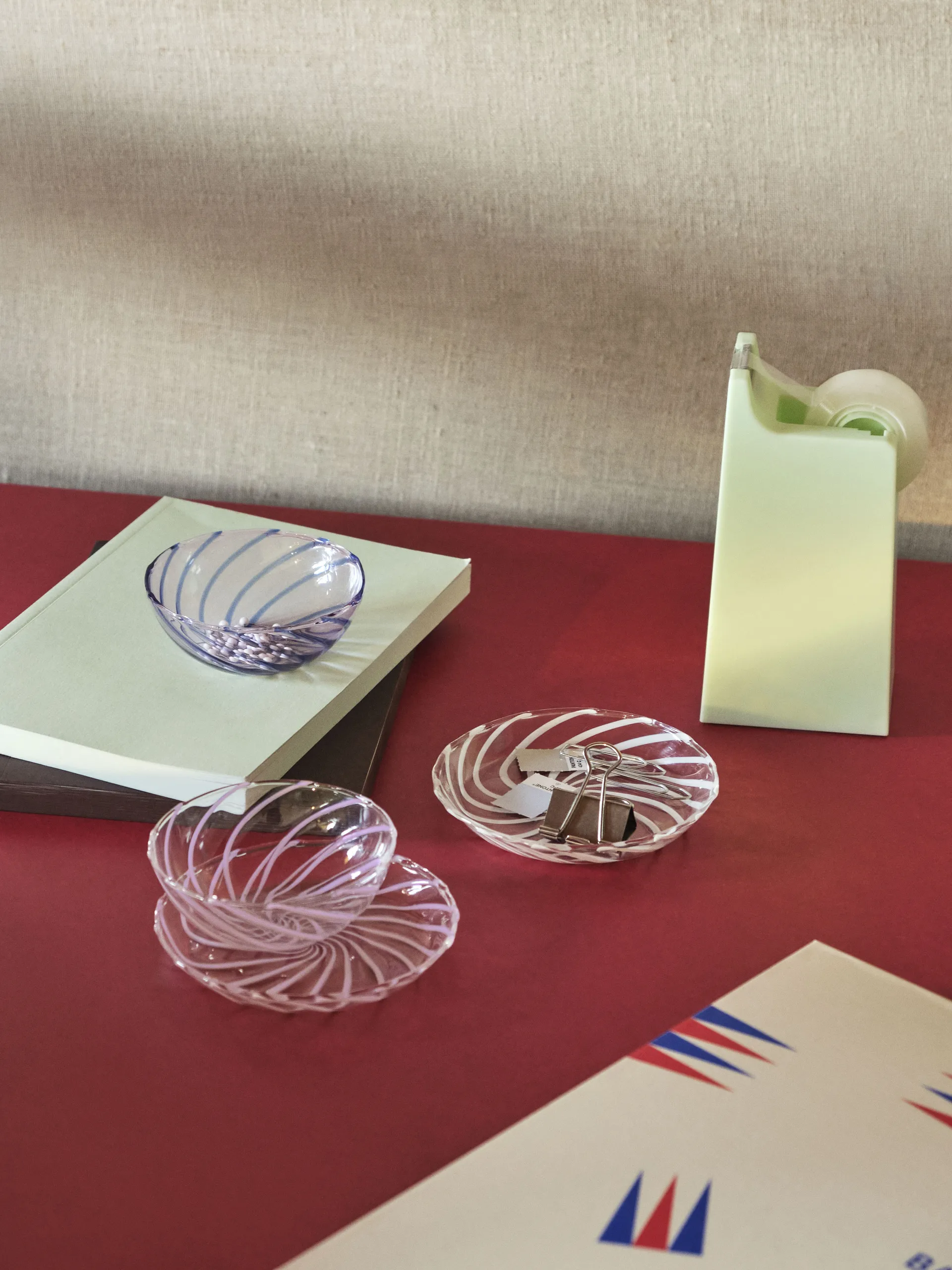 Spin skål Ø8,5 cm 2-pack, Ljusrosa-blå rand HAY