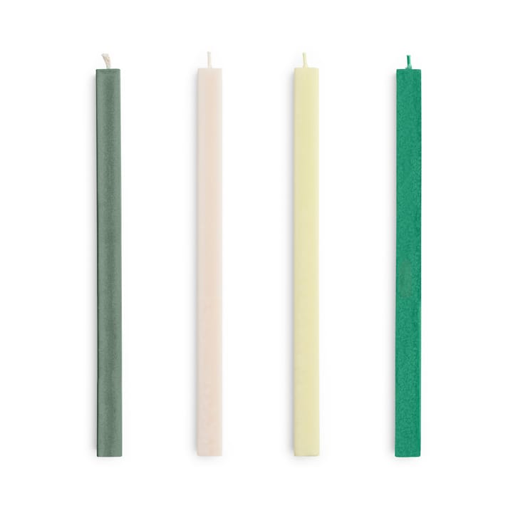 Square Candle ljus mix 4-pack - Greens-whites - HAY