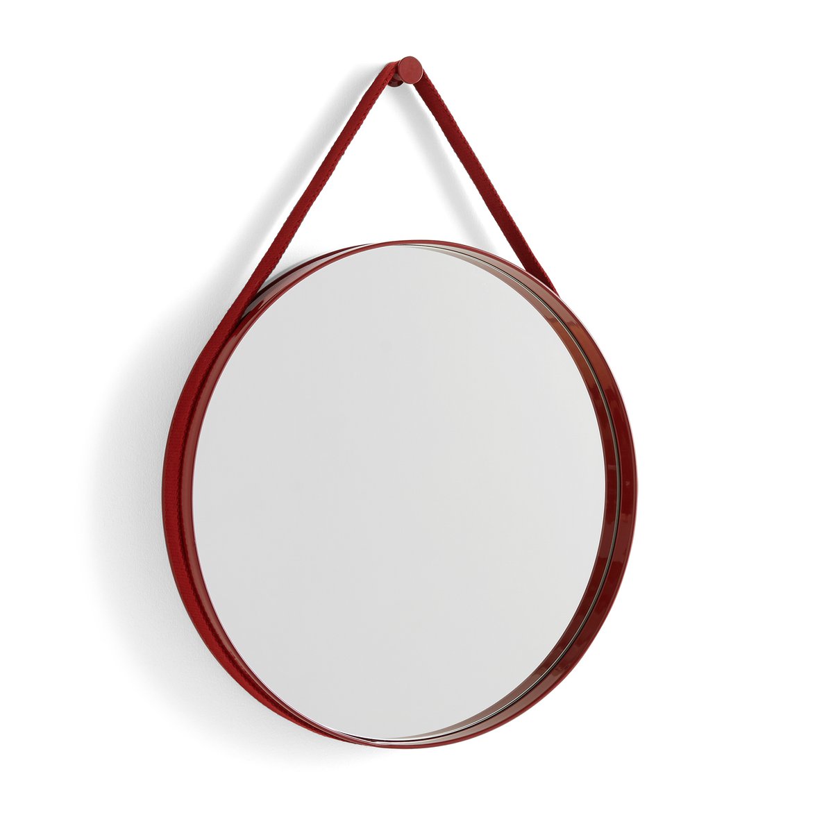 HAY Strap Mirror spegel o50 cm Red | Skandinavisk Design | Väggspeglar | Röd