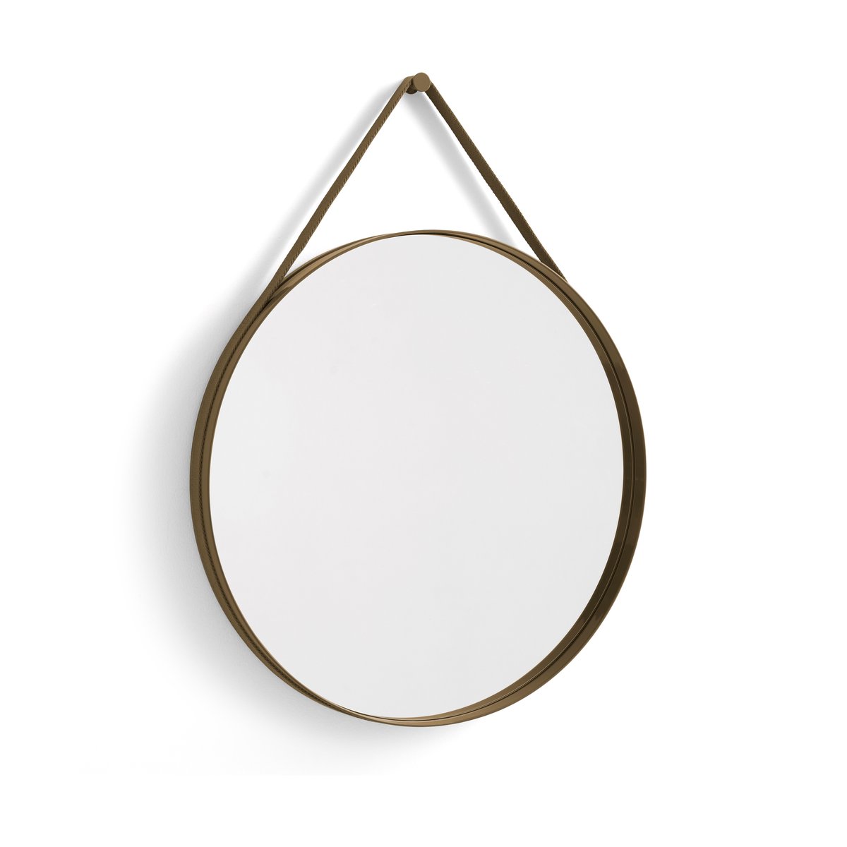 HAY Strap Mirror spegel o70 cm Light brown | Skandinavisk Design | Väggspeglar | Brun