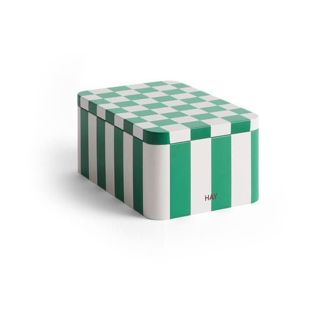 Tin Container förvaringsburk small - Green-off white - HAY