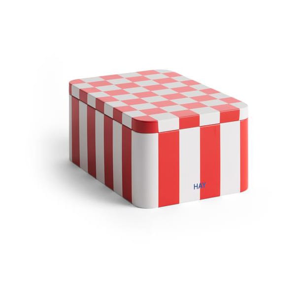 Tin Container förvaringsburk small - Red-off white - HAY