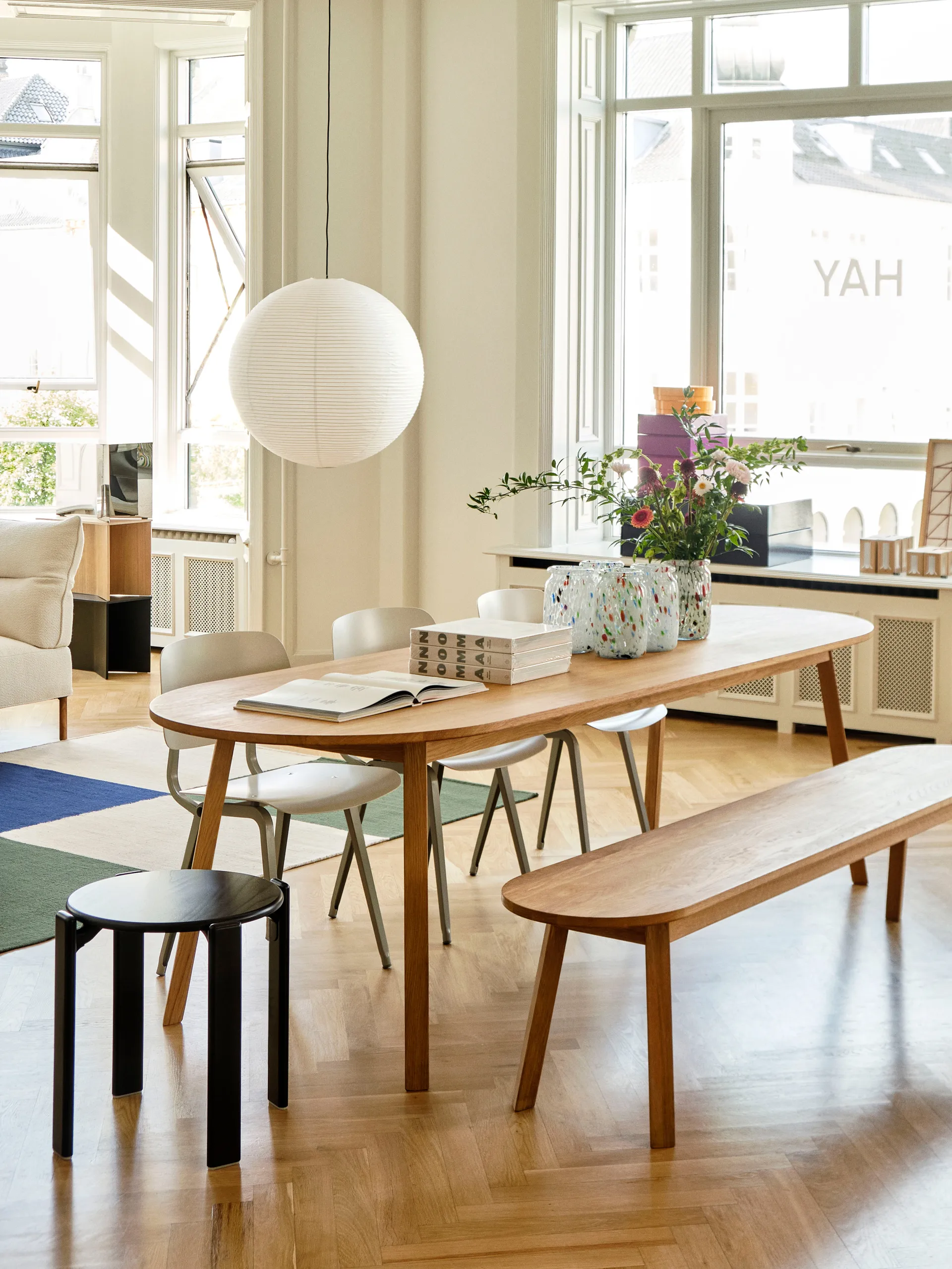 Triangle Leg bänk, water-based lacquered oak, 150 cm HAY