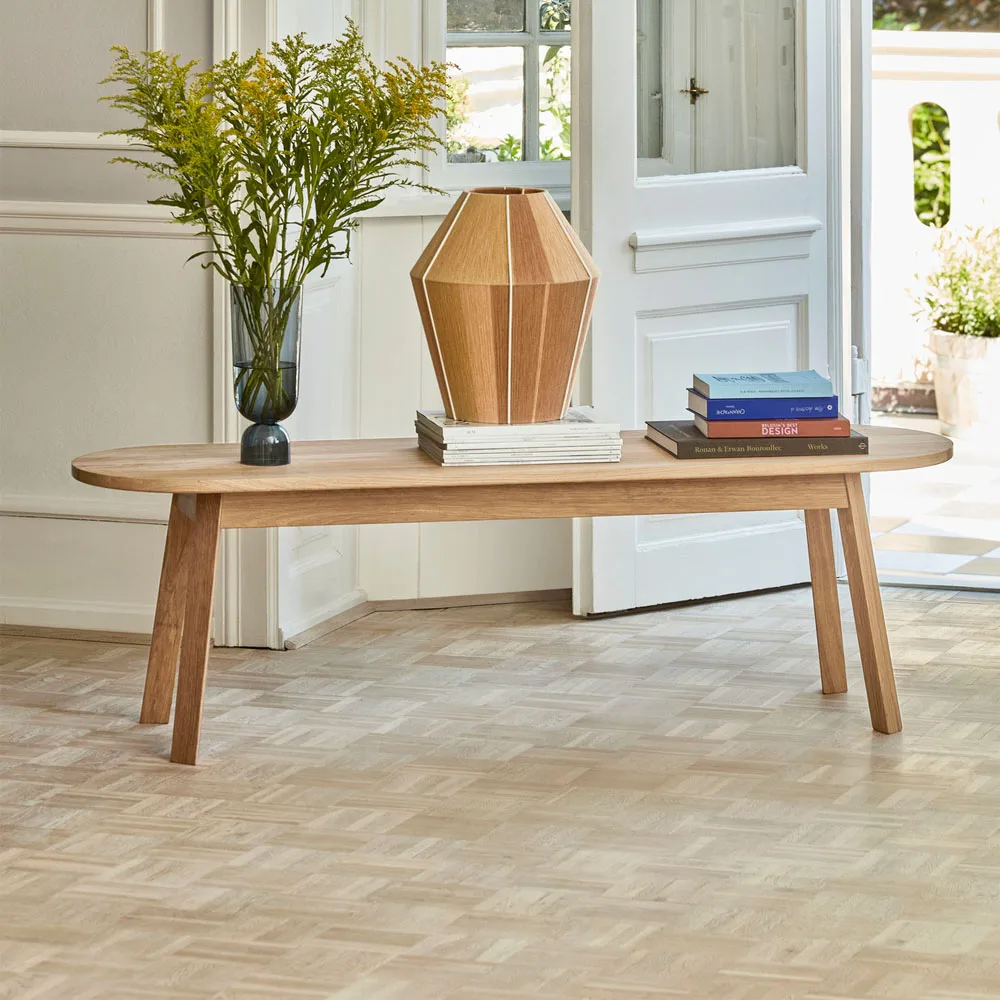 Triangle Leg bänk, water-based lacquered oak, 200 cm HAY