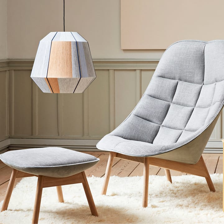 Uchiwa fotpall, bolgheri lgg60 melange-baksida sense nougat läder HAY