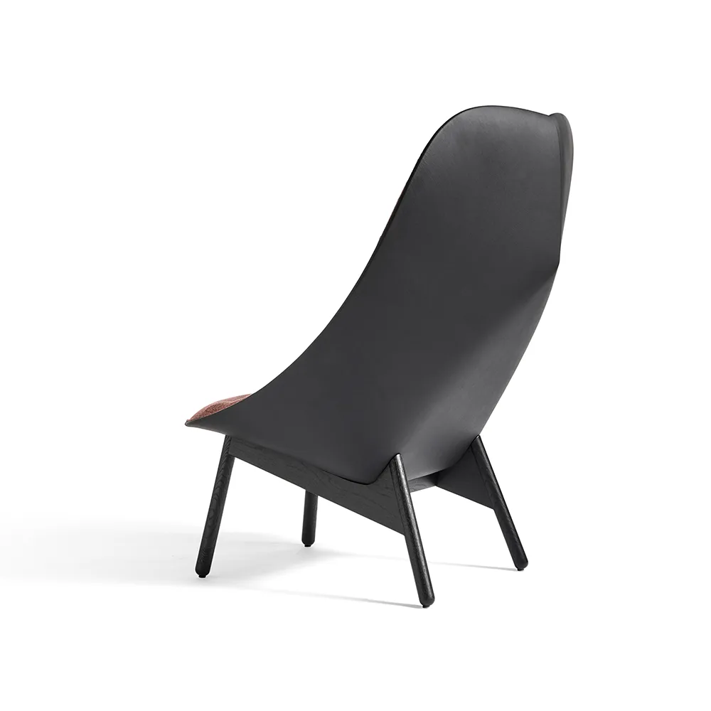 Uchiwa Quilt loungefåtölj, 12 clementine-svart ek-svart läder HAY