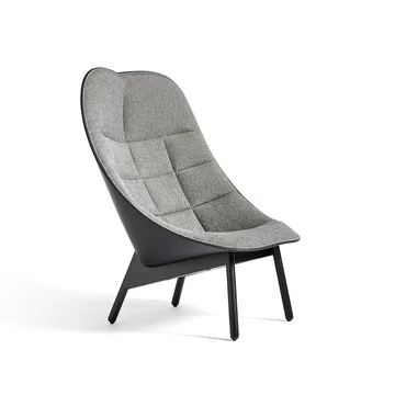 Uchiwa Quilt loungefåtölj - 307-201 grey-svart ek-svart läder - HAY