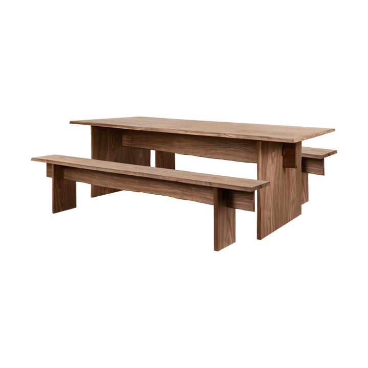 Bookmatch matbord med bänkar 220 cm - Valnöt - Hem