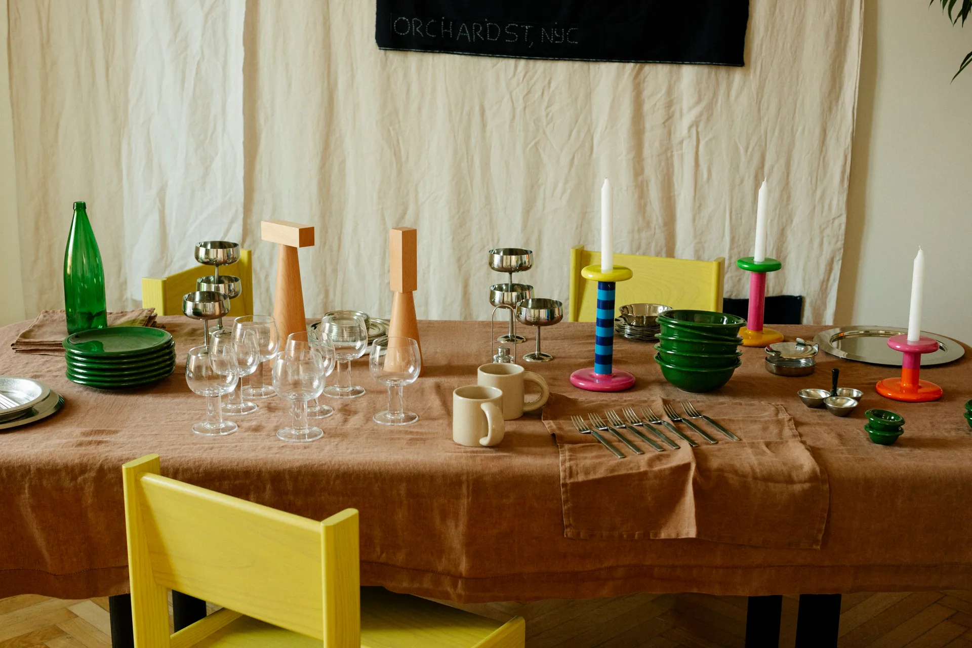 Pesa ljusstake High 23 cm, Sky blue-night blue stripe Hem