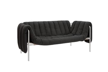 Puffy 2,5-sits soffa 205 cm - Anthracite-rostfritt stål - Hem