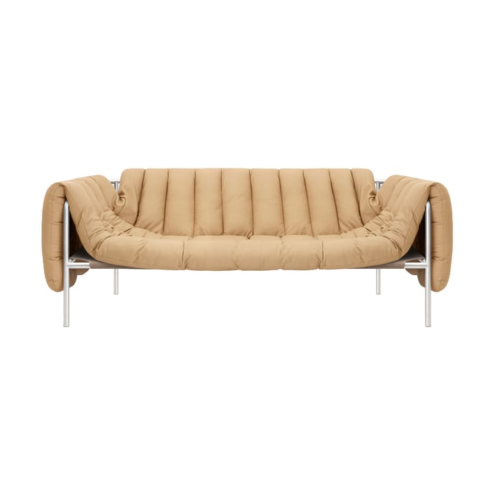 Puffy 2,5-sits soffa 205 cm - Sand leather-rostfritt stål - Hem