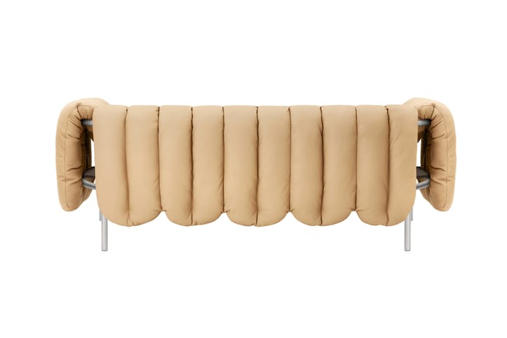 Puffy 2,5-sits soffa 205 cm, Sand leather-rostfritt stål Hem