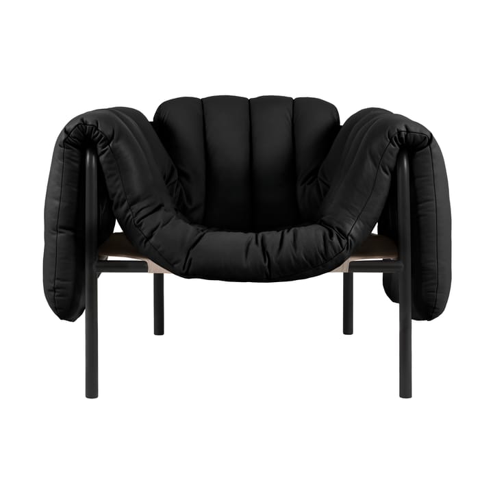 Puffy loungefåtölj - Black leather-black grey - Hem