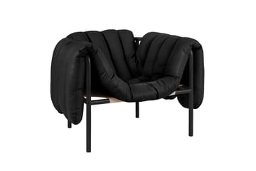 Puffy loungefåtölj - Black leather-black grey - Hem