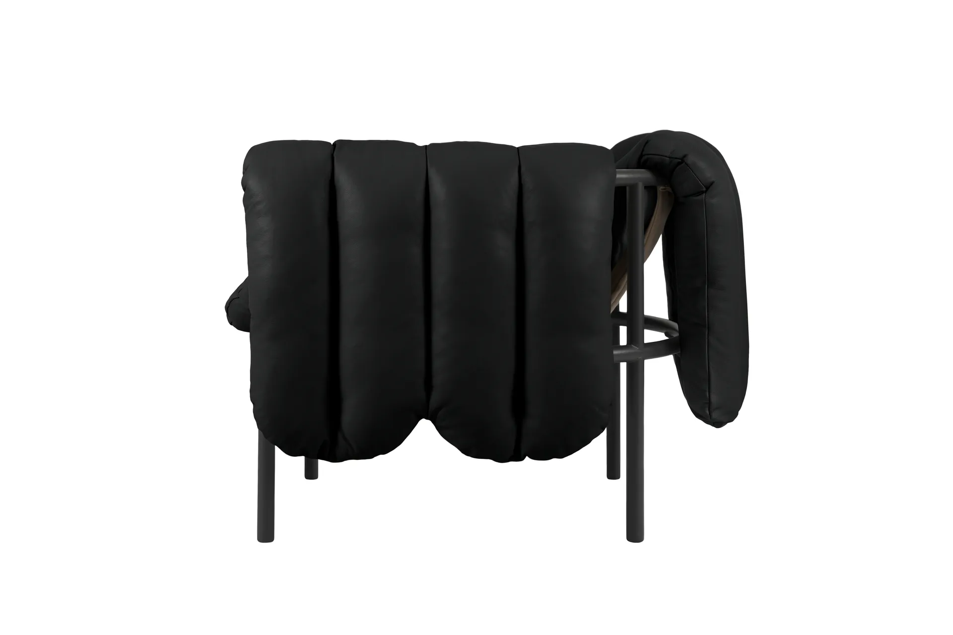 Puffy loungefåtölj, Black leather-black grey Hem