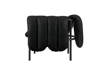 Puffy loungefåtölj - Black leather-black grey - Hem