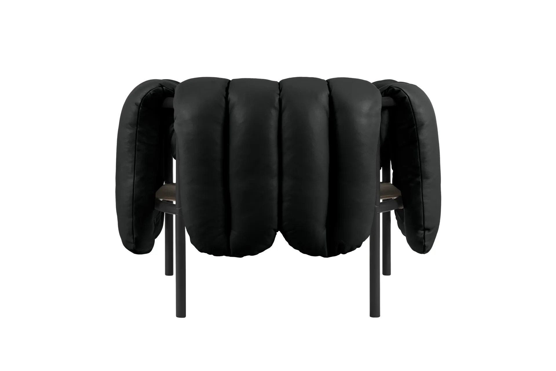 Puffy loungefåtölj, Black leather-black grey Hem